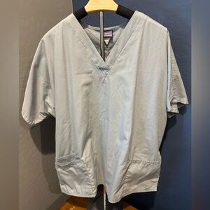 Gray V-Neck Scrub Top